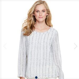 Vineyard Vines size 12 Gray Abstract Round Neck Silk Blend Blouse Elegant